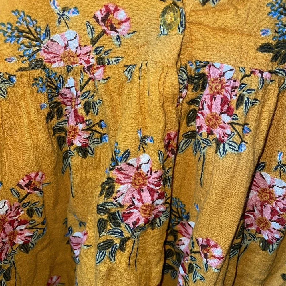 Pink Chicken Girl's Size 12Y Puff Sleeve Beaded Sleeves Floral Pleated
